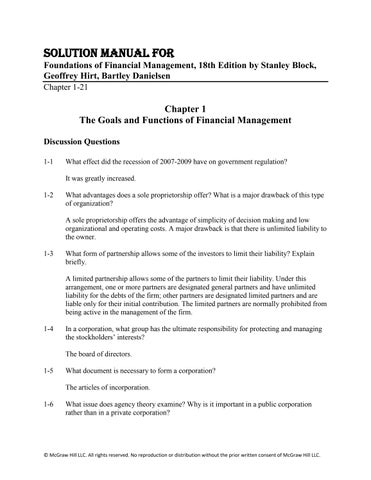 Solution Manual For Foundations of Financial Management, 18th Edition by Stanley Block, Geoffrey Hir