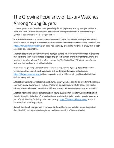 The Growing Popularity of Luxury Watches Among Young Buyers