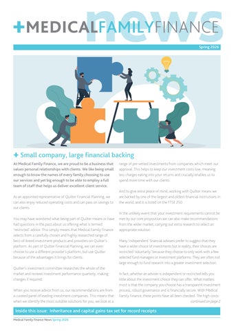 Medical Family Finance Client Newsletter - Spring 2026