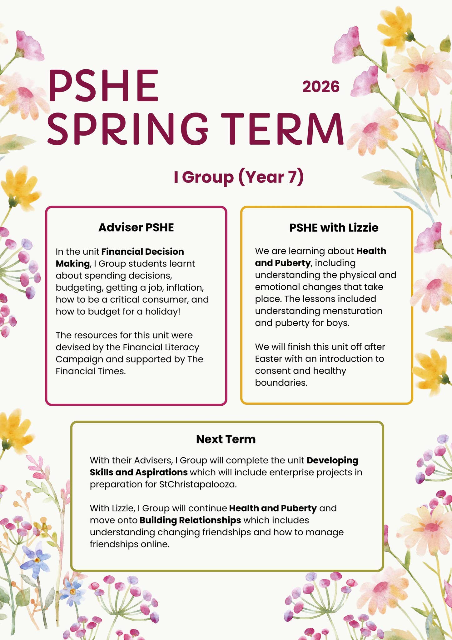 St Chris PSHE Newsletter - Spring Term 2026 by St Christopher School ...
