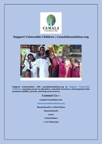 Support Vulnerable Children  Camalafoundation org