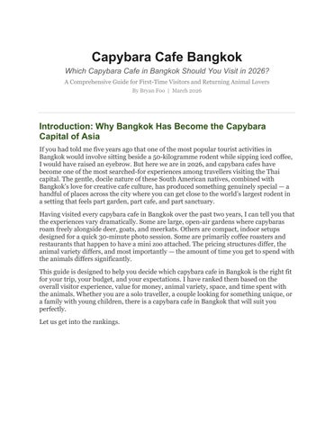 Capybara cafe bangkok - Which Capybara Cafe in Bangkok Should You Visit in 2026