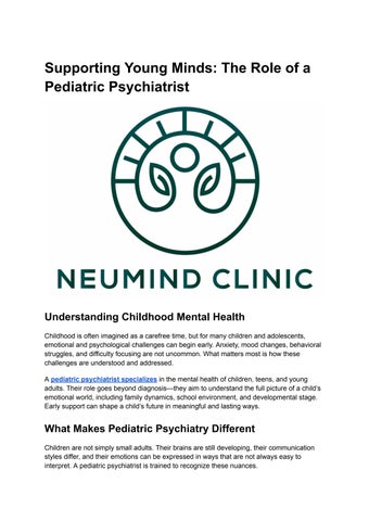 Supporting Young Minds_ The Role of a Pediatric Psychiatrist