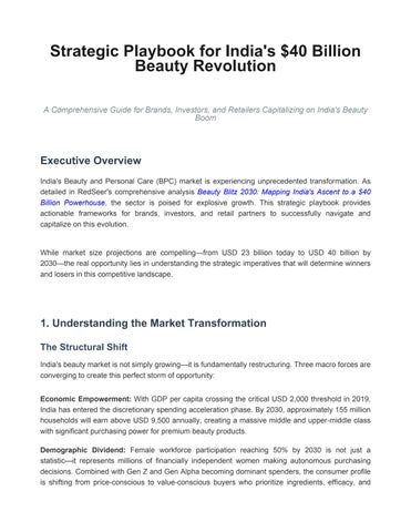 India Beauty Market Strategy 2030: $40 Billion BPC Market in India