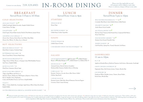 In Room Dining Menu Updated 1/15/25 - DO NOT Create New - Only Re-Upload