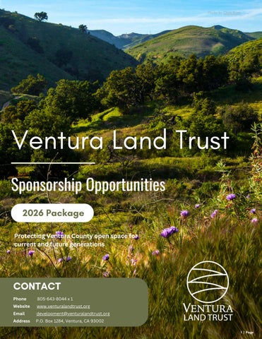 2026 Ventura Land Trust Sponsorship Opportunities Package