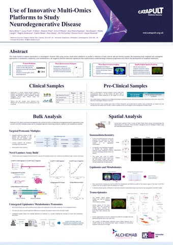 Use of Innovative Multi-Omics Platforms to Study Neurodegenerative Disease