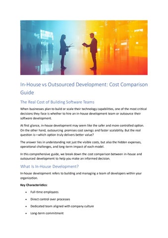 In-House vs Outsourced Development Cost Comparison Guide