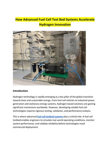 How Advanced Fuel Cell Test Bed Systems Accelerate Hydrogen Innovation