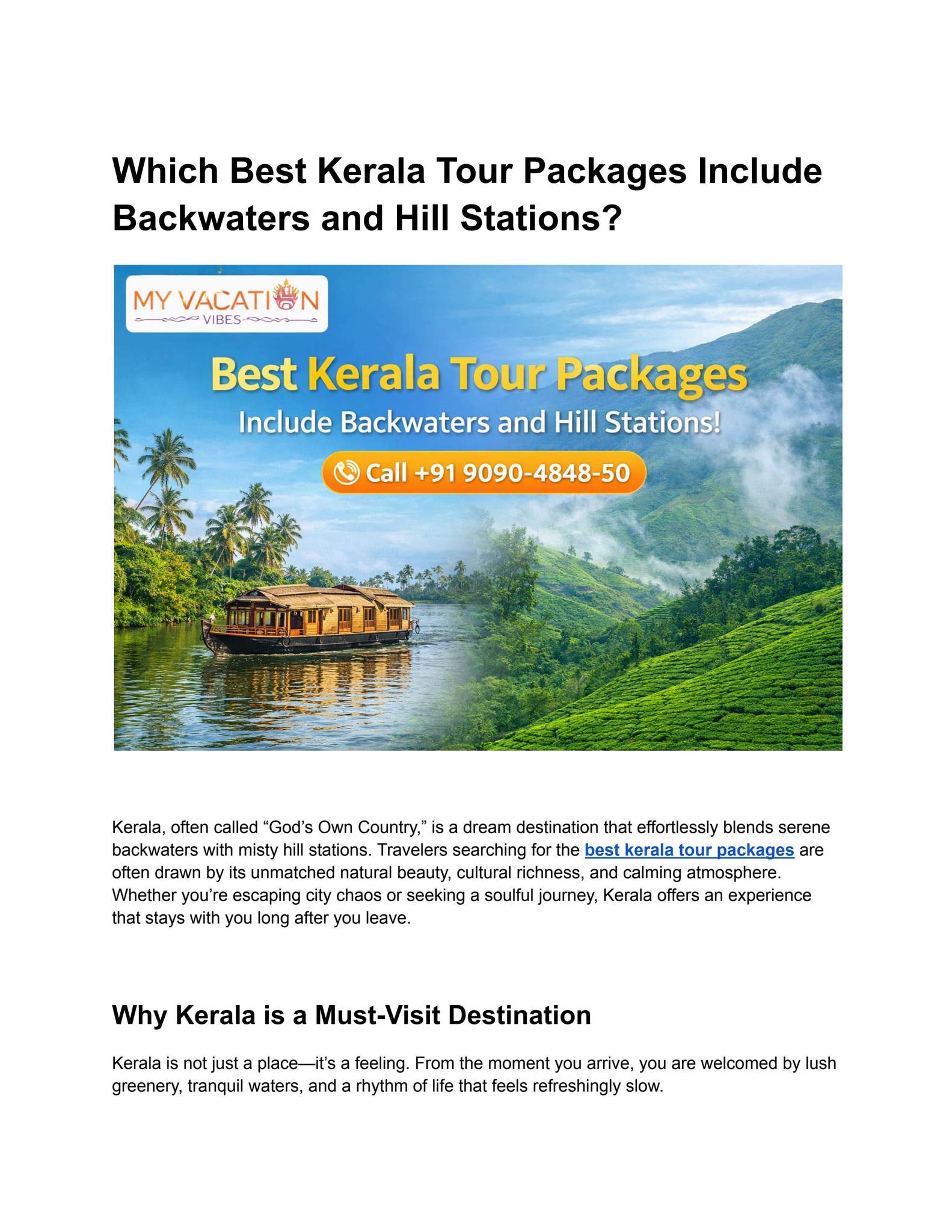 Which Best Kerala Tour Packages Include Backwaters and Hill Stations ...