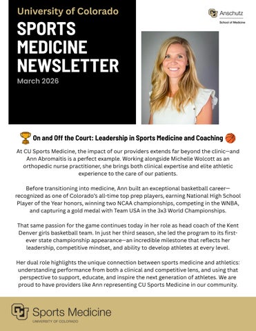 Sports Medicine Newsletter - March 2026