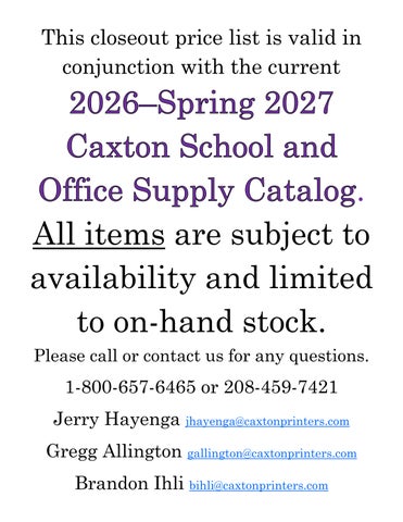 2026 Special Closeout Pricing - Flip Book