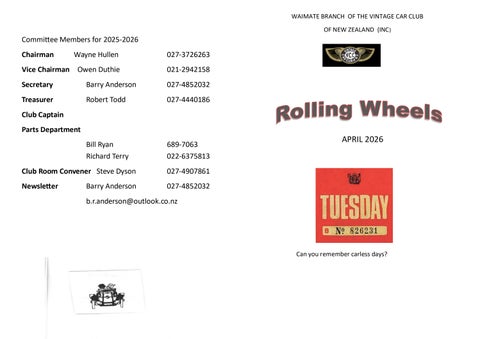VCC Waimate Rolling Wheels April 2026