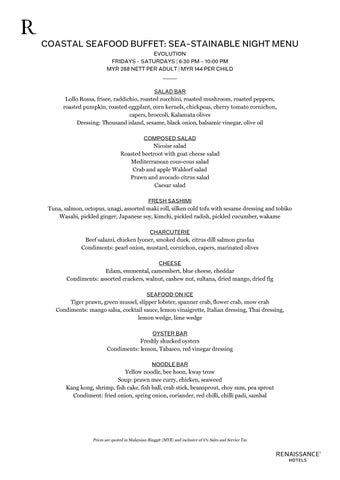 e-Brochure: Coastal Seafood Buffet - Sea-stainable Night at Evolution