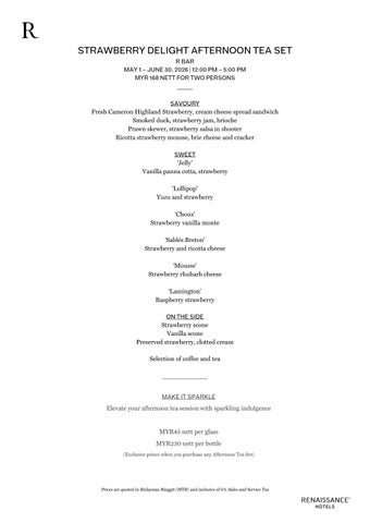 e-Flyer: Strawberry Delight Afternoon Tea Set at R Bar