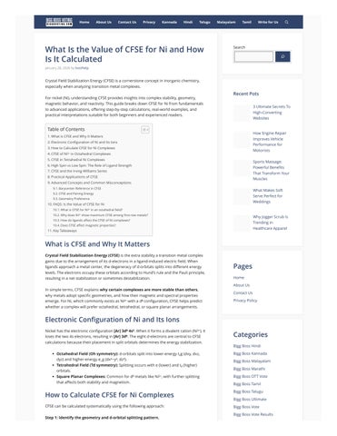 What Is the Value of CFSE for Ni and How Is It Calculated