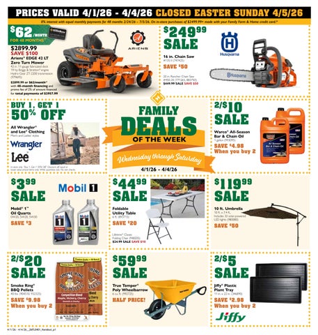 Archived, Inactive: Family Farm & Home- Deals of the Week (Effective April 1-4, 2026)