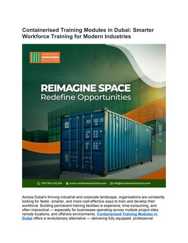 Containerised Training Modules in Dubai | Smarter Workforce Training