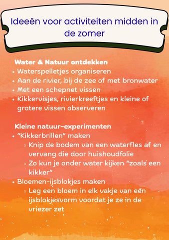 Ideeën voor activiteiten midden in de zomer