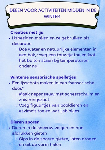 Ideeën voor activiteiten midden in de winter