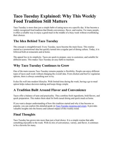 Taco Tuesday Explained