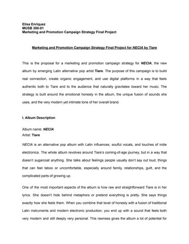 NECIA - Marketing and Promotion Campaign 