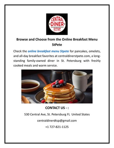 Browse and Choose from the Online Breakfast Menu StPete