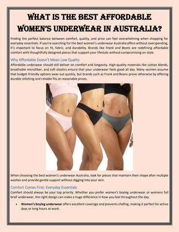 What is the best affordable women’s underwear in Australia