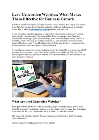 Lead Generation Websites: What Makes Them Effective for Business Growth