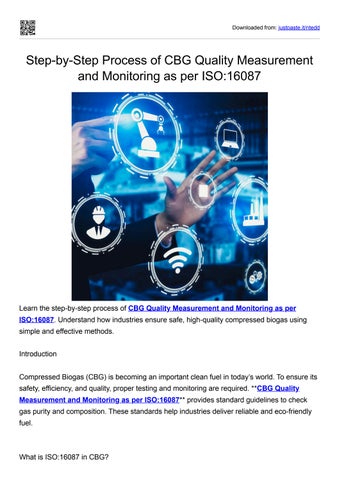CBG Quality measurement and monitoring as per ISO:16087