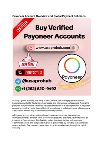 Buy Verified Payoneer Account for Global Payment Solutions