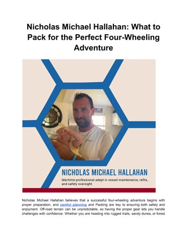 Nicholas Michael Hallahan: What to Pack for the Perfect Four-Wheeling Adventure