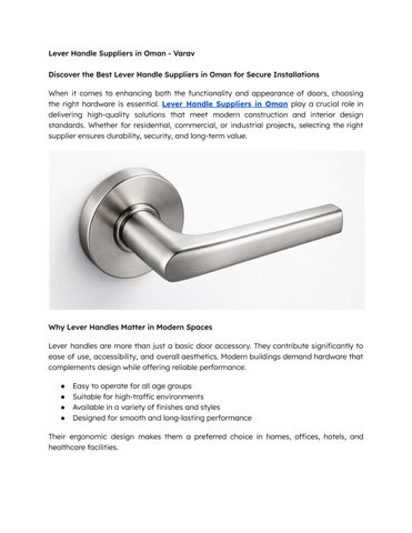 Lever Handle Suppliers in Oman