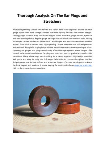 Thorough Analysis On The Ear Plugs and Stretchers