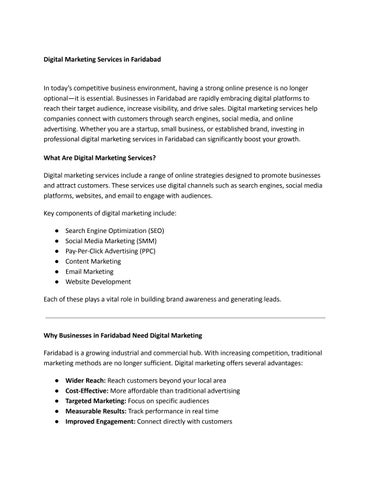 Digital Marketing Services in Faridabad