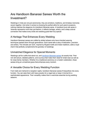 Are Handloom Banarasi Sarees Worth the Investment_