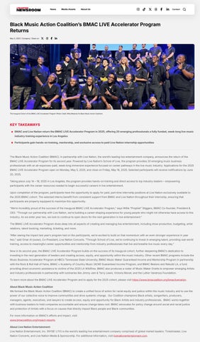 Black Music Action Coalition’s BMAC LIVE Accelerator Program Returns