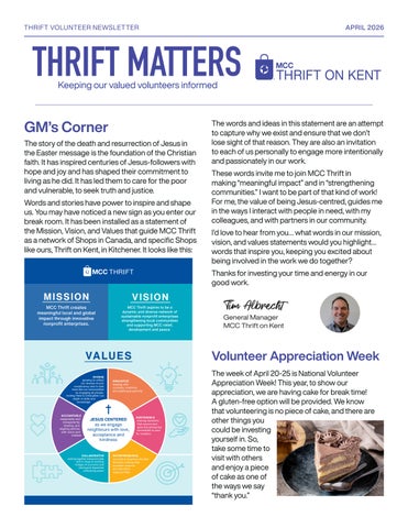 April 2026 Volunteer Newsletter Kitchener