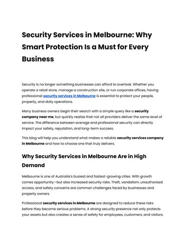 Security Services in Melbourne | Trusted Security Company Near You