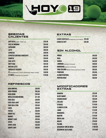 Hoyo 19 | Menú Bebidas