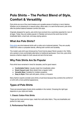 Polo Shirts – The Perfect Blend of Style, Comfort & Versatility
