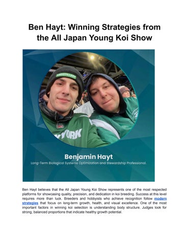 Ben Hayt: Winning Strategies from the All Japan Young Koi Show