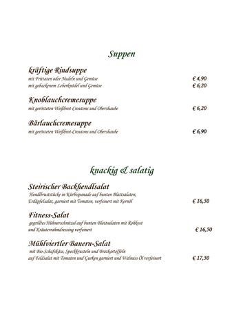Bratwurstglöckerl Speisekarte