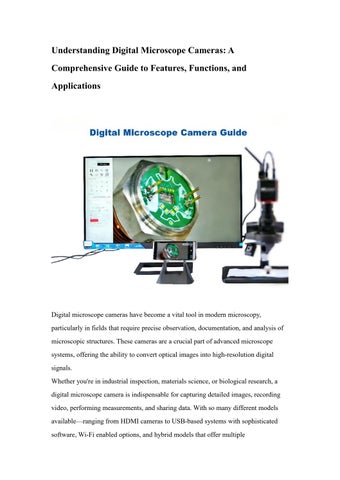 Understanding Digital Microscope Cameras: A Comprehensive Guide to Features, Functions, and Applicat