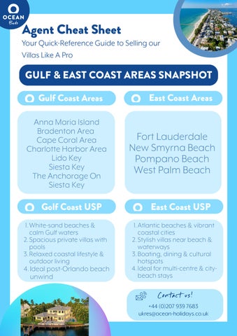 Agent Cheat Sheet Gulf/East Coast