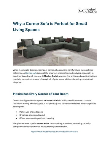 Why a Corner Sofa is Perfect for Small Living Spaces
