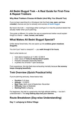 Ali Bedni Bugyal Trek