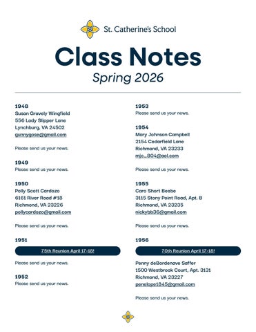 Class Notes - AlumnaeLink April 2026