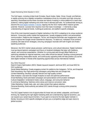 Digital Marketing Skills Needed in GCC