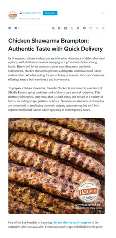 Enjoy Chicken Shawarma in Brampton with Easy Home Delivery